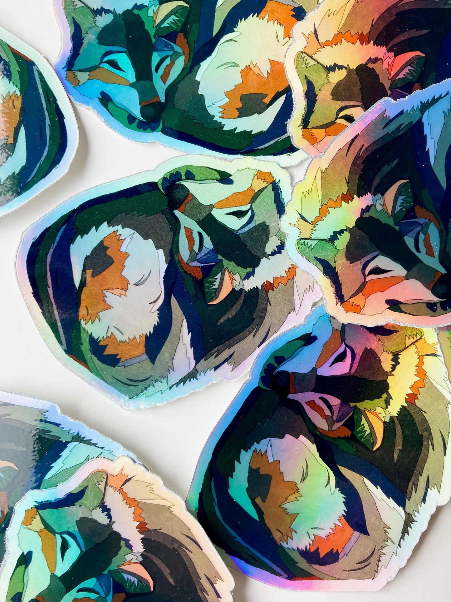 Holographic Wolf Vinyl Sticker